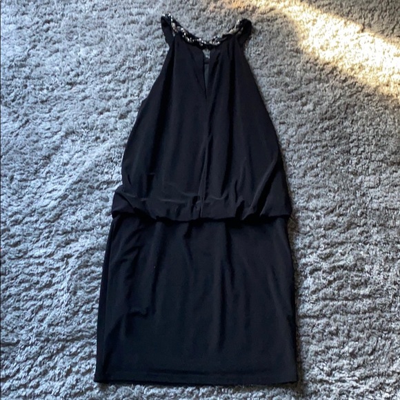 Black Date Night Mini Dress with Chain Neck Detail - Picture 4 of 4